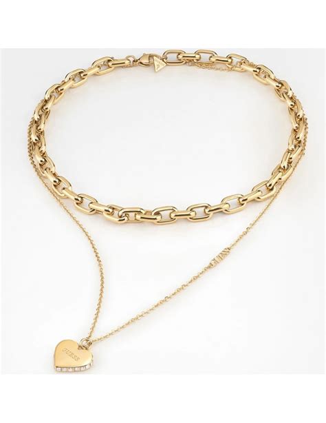 Collar Eslabones Grandes Dorado Corazón GUESS