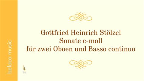 Gottfried Heinrich St Lzel Sonate C Moll F R Zwei Oboen Und Basso