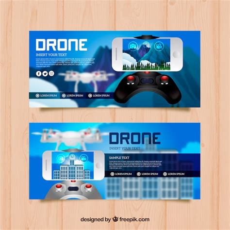 Free Vector | Blue drone banners