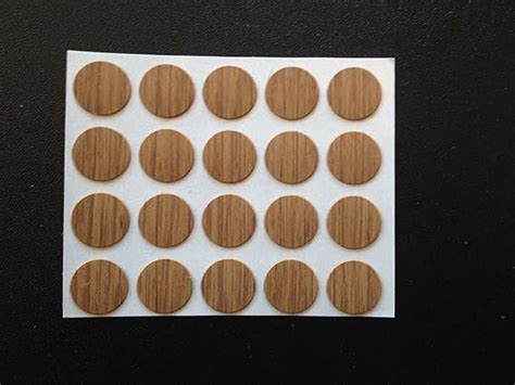 20 Natural Oak Self Adhesive Stick On Screw Hole Cap Covers 13mm