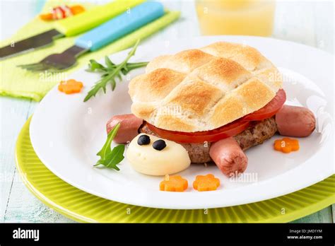 Fun Food For Kids Cute Turtle Shaped Burger Or Creative Hamburger