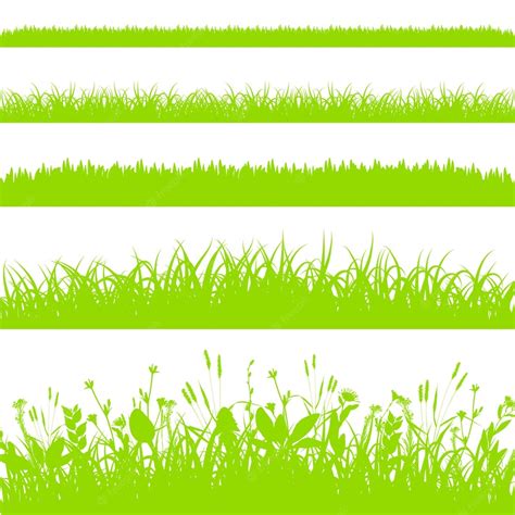 Premium Vector Green Grass Borders Set Isolated On White Background Vector