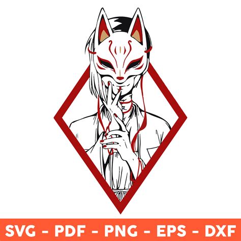 Kitsune Mask Svgharajaku Svg Kitsune Fox Svg Japanese Mas Inspire