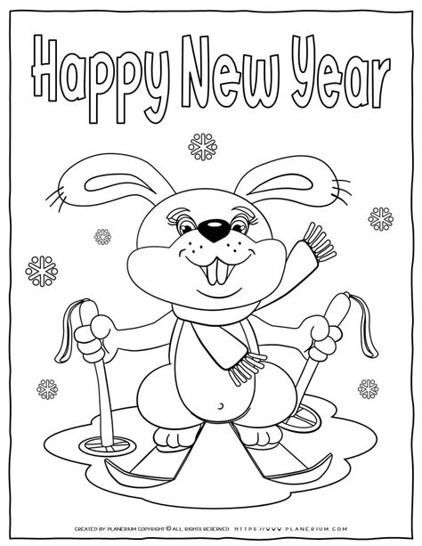 Happy New Year Coloring Page Happy Bunny Planerium