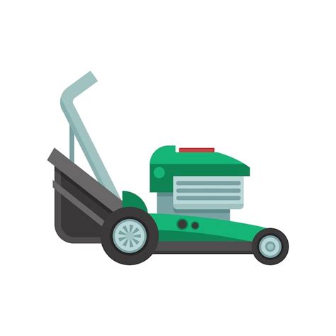 Premium Vector Rotary Lawn Mower Engine In Flat Design Green Grass