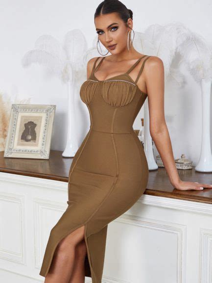 Spaghetti Strap Bandage Dress Sexy Split Power Day Sale