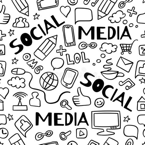 Social Media Seamless Doodle Pattern Stock Illustrations 1 960 Social