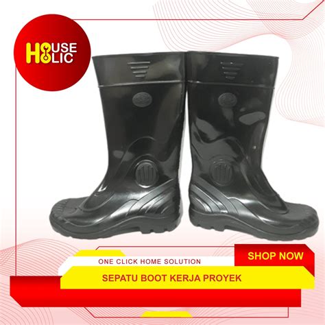 Jual Sepatu Boot Karet Sepatu Kerja Proyek Safety Boots Shopee