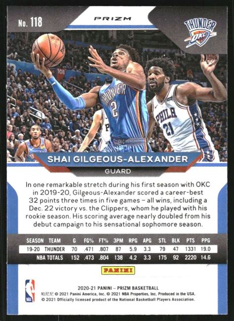 Panini Prizm Prizms Blue Wave Shai Gilgeous Alexander Ebay