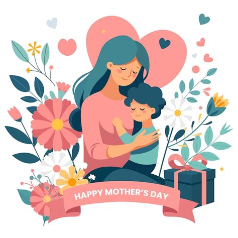 Premium Vector Mothers Day Vector Illustration Of A Mother Hugging