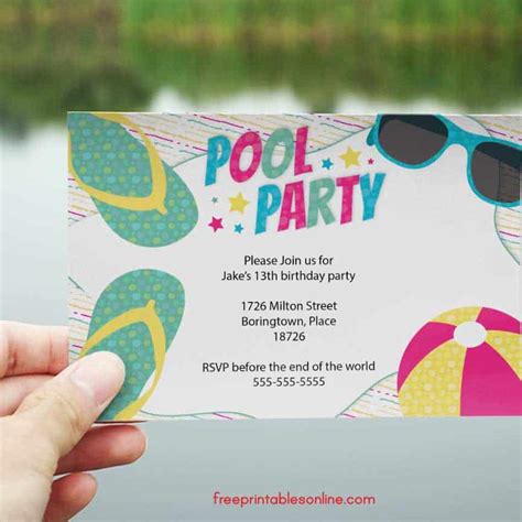 Summer Swimming Pool Party Invitations Free Printables Online