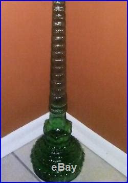 Vintage S Cevin Chianti Italian Glass Green Wine Bottle Decanter