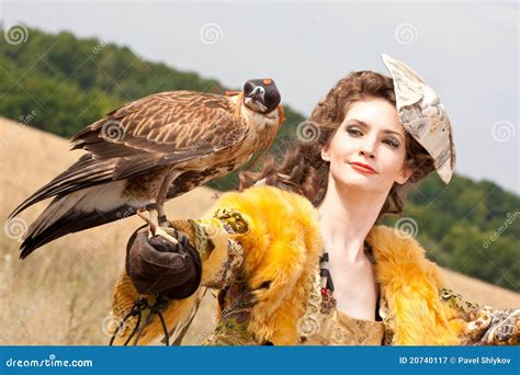 Woman With Falcon Royalty-Free Stock Image | CartoonDealer.com #87443338