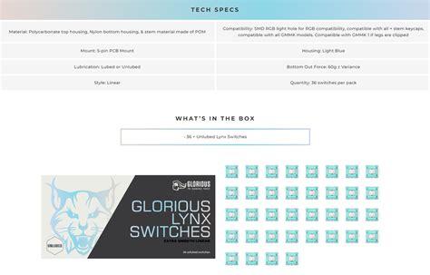 Buy Glorious Lynx Linear Switch Set 36x Lubed Lynx Switches