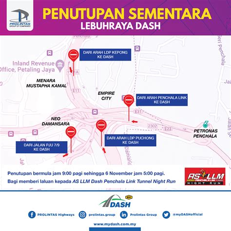 Penutupan Sementara Laluan Lebuhraya Dash Pada November Sempena