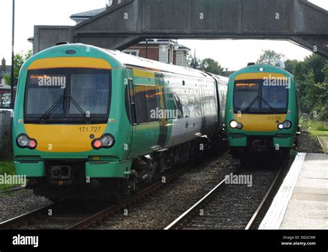 Class 171 Turbostar Dmus Nos 171727 And 171728 Passing At The Railway Station Rye East Sussex