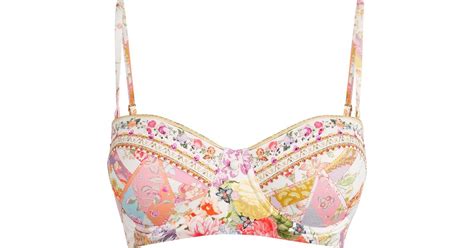CAMILLA Floral Crystal Embellished Bikini Top In Pink Lyst