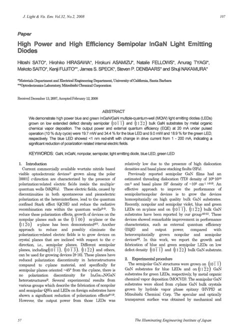 Pdf High Power And High Efficiency Semipolar Ingan Light Emitting Diodes