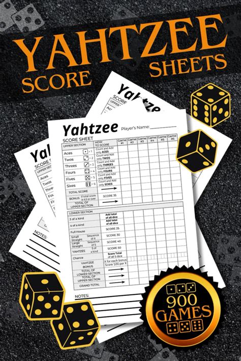 Yatzee Score Sheets Classic Score Pads For Yahtzee Scorekeeping