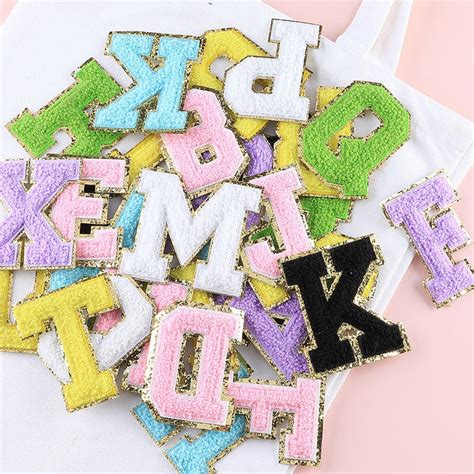 Iron On Patches Colorful Chenille Embroidered Letters Applique Etsy