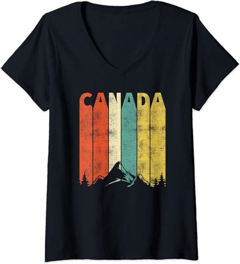 Damen Vintage Kanada Retro Canada Geschenk T Shirt Mit V Ausschnitt