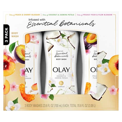 Olay Essential Botanicals Body Wash 236 Fluid Ounce Pack Of 3