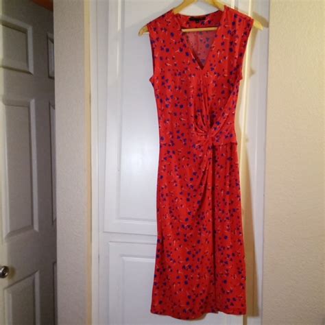 Banana Republic Dresses Banana Republic Red And Blue Floral Faux Wrap Long Dress Size Xs