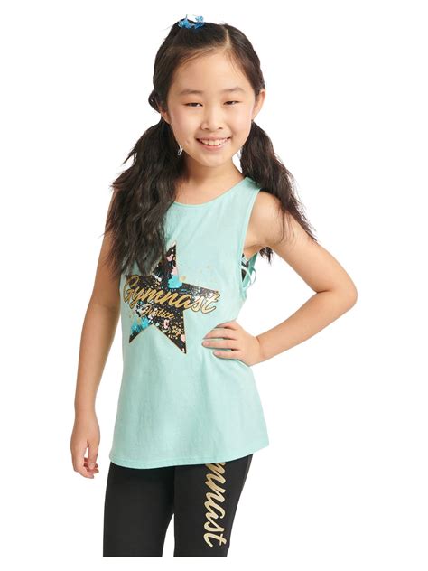 Justice Girls Fashion Gymnastics Tank With Built In Sports Bra Sizes S Xl