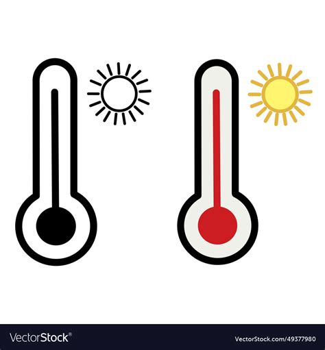 Hot Temperature Icons Thermometer Summer Vector Image