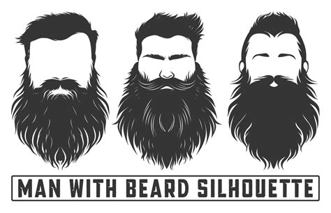 Bearded Men Face Hipsters With Different Haircuts Men With Beard Silhouette Bundles Mustaches