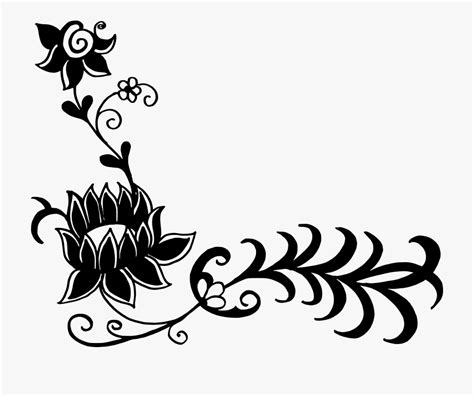 Flower Clipart Black And White Corner And Other Clipart Images On ...