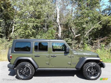 Sarge Green 2021 Jeep Wrangler Unlimited Willys 4x4 Exterior Photo