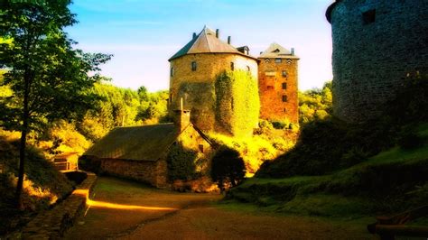 1920x1080 Medieval Castle Sunset Nature Forest Landscape Ivy Wallpaper