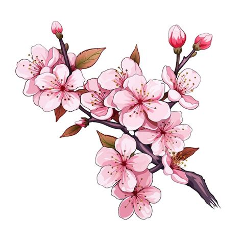 Kirschblüten aquarell vektor cliparts weißer hintergrund Premium Vektor