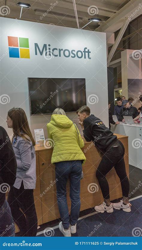 Microsoft Booth At Cee In Kyiv Ukraine Editorial Image Image Of