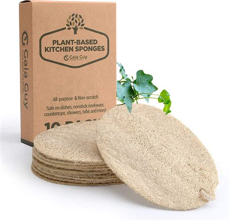 Natural Dish Sponge 10 Pack Compostable Kitchen Scrubber Scouring