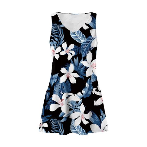 Kytmyeq Womens Casual Summer Tank Dresses With Pockets Hawaiian Print