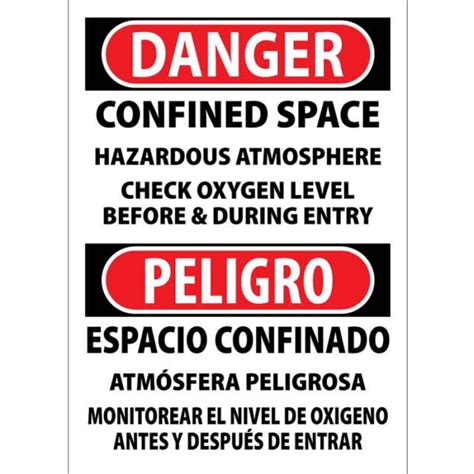 OSHA Danger Confined Space Hazardous Atmosphere Bilingual Visual