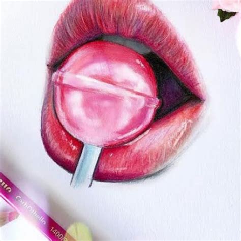 Stabilo Carbothello Pastel Pencils Sketch Of Red And Pink Lips Lippen