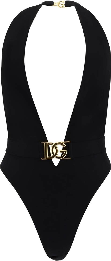 Dolce And Gabbana One Piece Swimsuit With Plunging Neck And Belt • Price