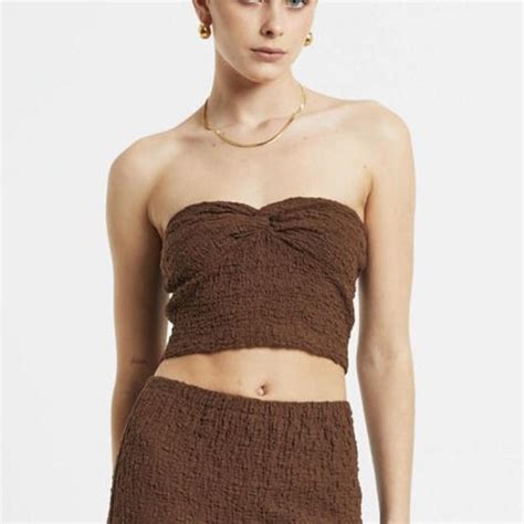 Subtitled Textured Hazelnut Boob Tube Size S Only Depop