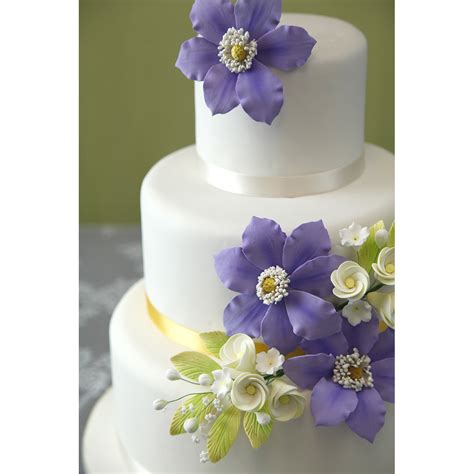 Global Sugar Art Clematis Sugar Cake Flowers Light Purple 3 Count By Chef Alan Tetreault Clematis