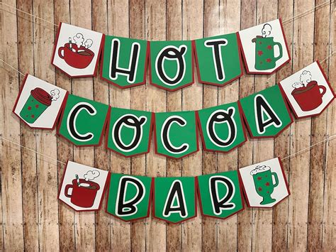 Hot Cocoa Bar Banner Coffee Decor Holiday Party Decoration Drink Sign