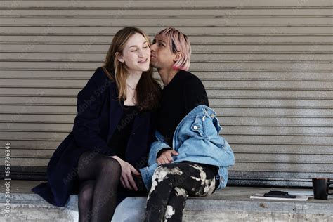 Lgbtqia Friends Sitting And Posing Together Stock Photo Adobe Stock