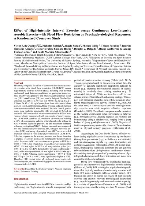 PDF Effect Of High Intensity Interval Exercise Versus Continuous Low