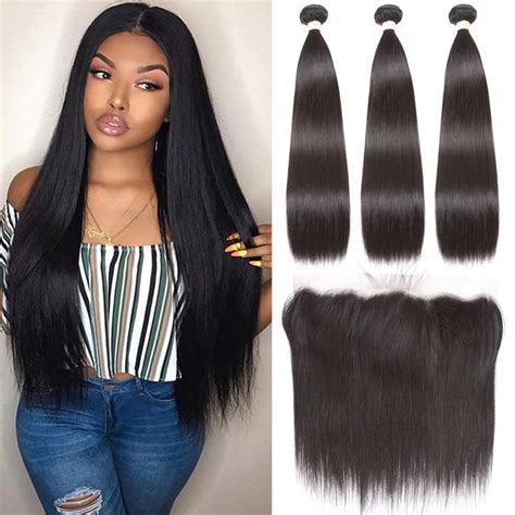 Beauhair Brazilian Straight Hair 3 Bundles With Frontal