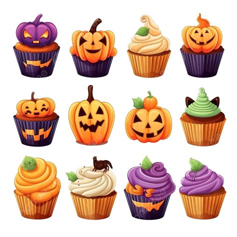 Halloween Cupcakes Collection Of Clipart With Cute Halloween Desserts