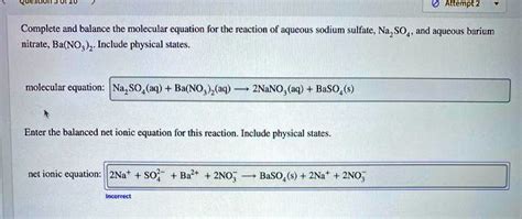 Solved Complete And Balance The Molecular Equation For The Reaction Of