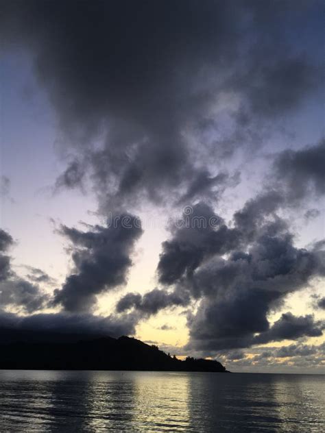 Purple Sunset in Hanalei Bay on Kauai Island, Hawaii. Stock Image ...