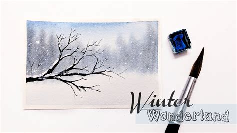 STEP BY STEP Frosty Winter Branch How To Paint A Winter Landscape In